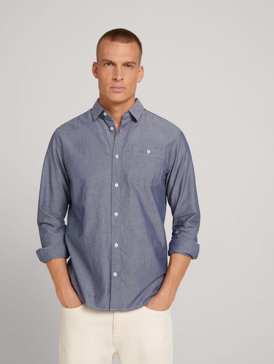 Hemd in Melange-Optik - Männer - Light Blue Chambray Hemd in Melange-Optik - Männer - Light Blue Chambray - 5 - TOM TAILOR