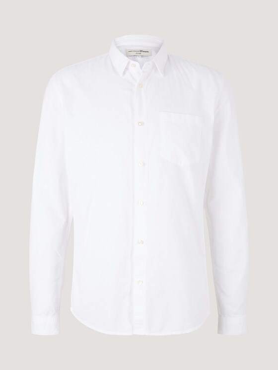 Unifarbenes Hemd aus Baumwolle - Männer - White Unifarbenes Hemd aus Baumwolle - Männer - White - 7 - TOM TAILOR Denim
