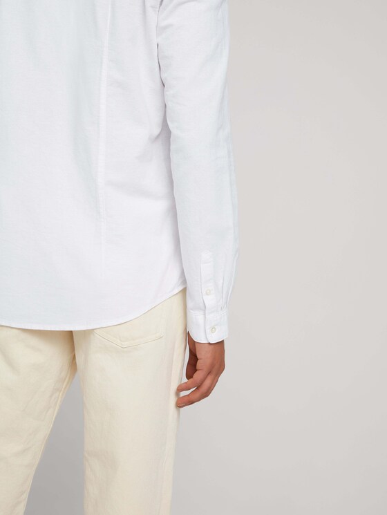 Unifarbenes Hemd aus Baumwolle - Männer - White Unifarbenes Hemd aus Baumwolle - Männer - White - 9 - TOM TAILOR Denim