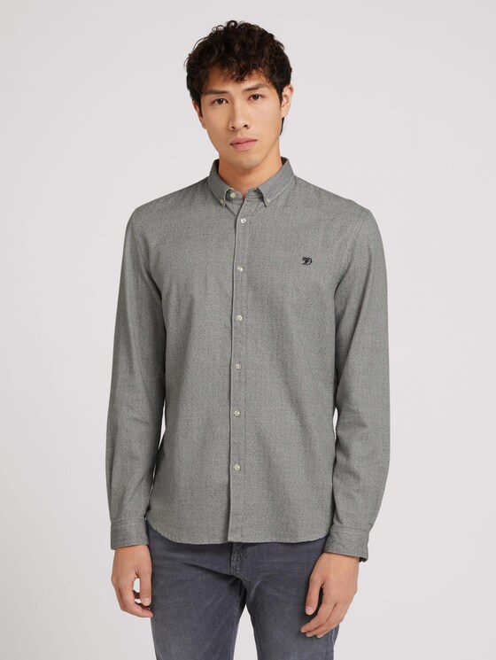 Hemd aus Baumwolle - Männer - creme grindle herringbone Hemd aus Baumwolle - Männer - creme grindle herringbone - 1 - TOM TAILOR Denim