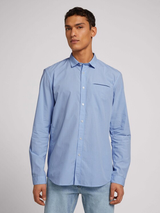 Hemd aus weicher Baumwolle - Männer - light blue mini vichy Hemd aus weicher Baumwolle - Männer - light blue mini vichy - 1 - TOM TAILOR Denim