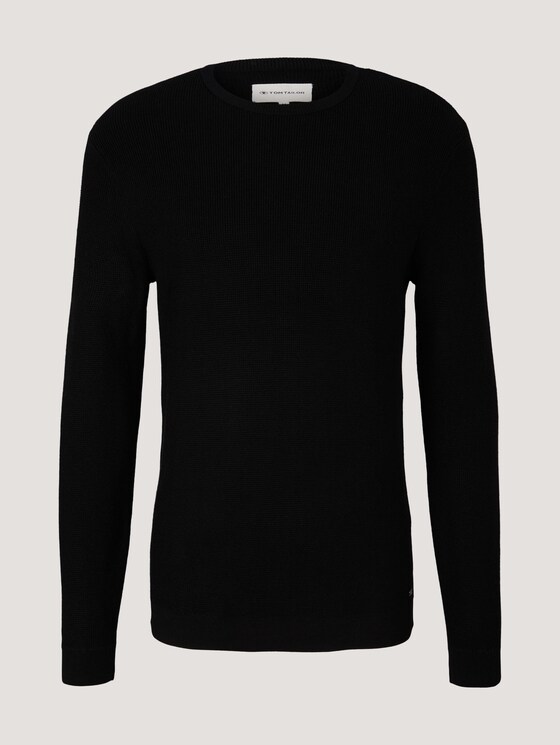 Strukturierter Pullover mit LENZING™ ECOVERO™ - Männer - Black Strukturierter Pullover mit LENZING™ ECOVERO™ - Männer - Black - 7 - TOM TAILOR