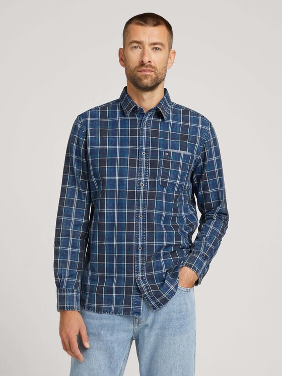 kariertes Hemd - Männer - navy blue indigo washed check kariertes Hemd - Männer - navy blue indigo washed check - 1 - TOM TAILOR