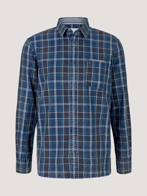 kariertes Hemd - Männer - navy blue indigo washed check kariertes Hemd - Männer - navy blue indigo washed check - 7 - TOM TAILOR
