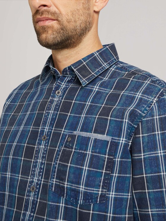 kariertes Hemd - Männer - navy blue indigo washed check kariertes Hemd - Männer - navy blue indigo washed check - 9 - TOM TAILOR