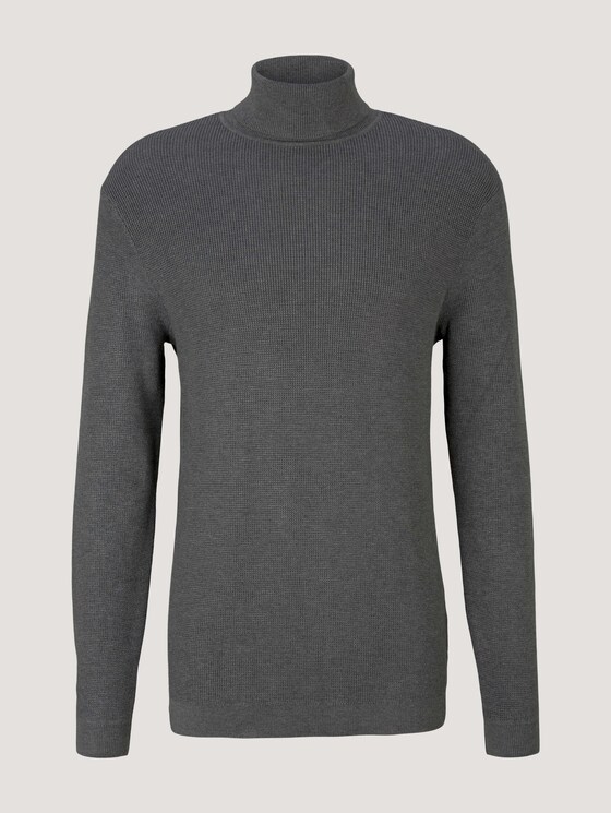 Strukturierter Rollkragenpullover mit LENZING™ ECOVERO™ - Männer - Stormy Gray Melange Strukturierter Rollkragenpullover mit LENZING™ ECOVERO™ - Männer - Stormy Gray Melange - 7 - TOM TAILOR
