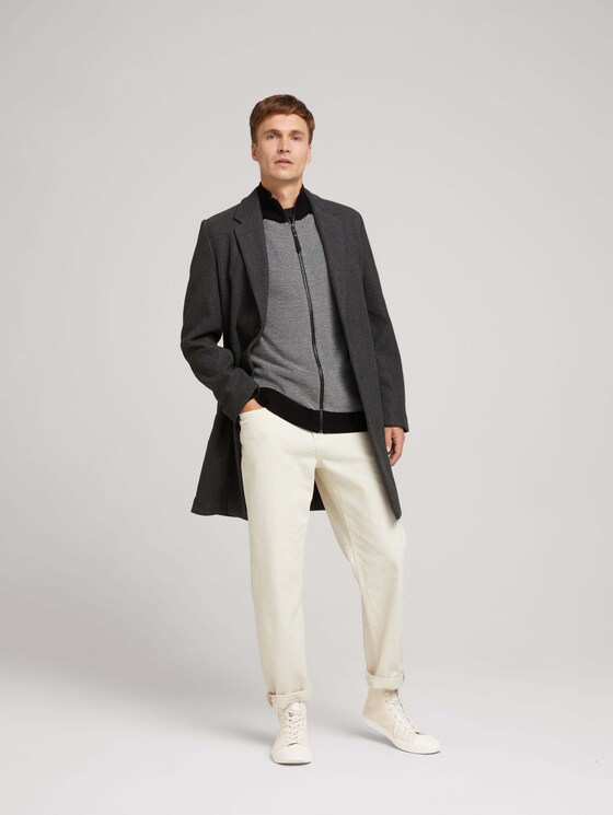 Gemusterte Strickjacke mit Stehkragen - Männer - black white birdseye jacquard Gemusterte Strickjacke mit Stehkragen - Männer - black white birdseye jacquard - 3 - TOM TAILOR
