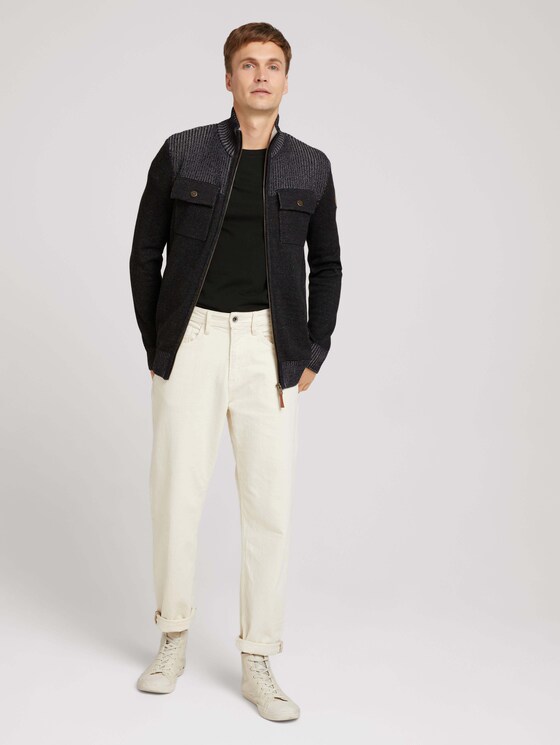 Melierte Strickjacke mit Brusttaschen - Männer - Black Grey Melange Melierte Strickjacke mit Brusttaschen - Männer - Black Grey Melange - 3 - TOM TAILOR