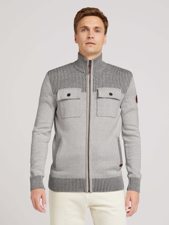 Melierte Strickjacke mit Brusttaschen - Männer - soft buttercream Melierte Strickjacke mit Brusttaschen - Männer - soft buttercream - 1 - TOM TAILOR