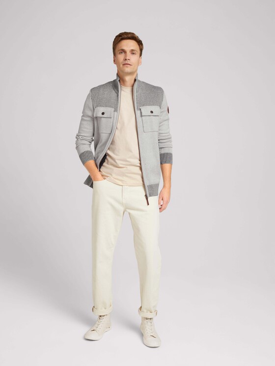 Melierte Strickjacke mit Brusttaschen - Männer - soft buttercream Melierte Strickjacke mit Brusttaschen - Männer - soft buttercream - 3 - TOM TAILOR
