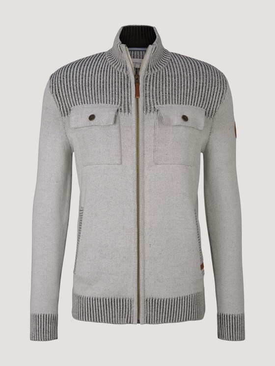 Melierte Strickjacke mit Brusttaschen - Männer - soft buttercream Melierte Strickjacke mit Brusttaschen - Männer - soft buttercream - 7 - TOM TAILOR