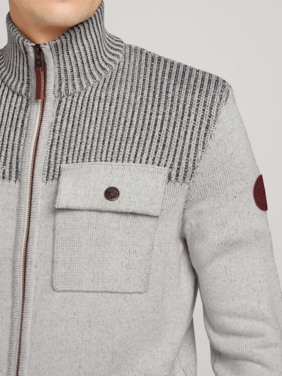 Melierte Strickjacke mit Brusttaschen - Männer - soft buttercream Melierte Strickjacke mit Brusttaschen - Männer - soft buttercream - 9 - TOM TAILOR