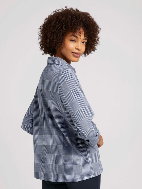 Geruit sweatshirt met col - Vrouwen - blue offwhite check Geruit sweatshirt met col - Vrouwen - blue offwhite check - 2 - TOM TAILOR