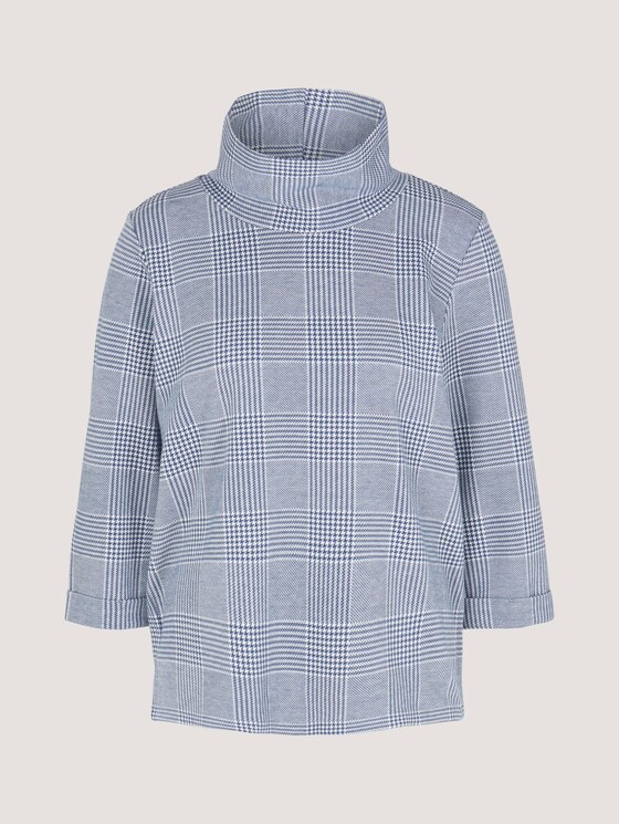 Geruit sweatshirt met col - Vrouwen - blue offwhite check Geruit sweatshirt met col - Vrouwen - blue offwhite check - 7 - TOM TAILOR