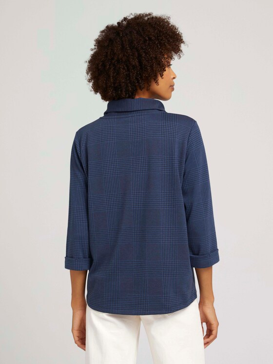 Kariertes Sweatshirt mit Rollkragen - Frauen - navy blue check Kariertes Sweatshirt mit Rollkragen - Frauen - navy blue check - 2 - TOM TAILOR