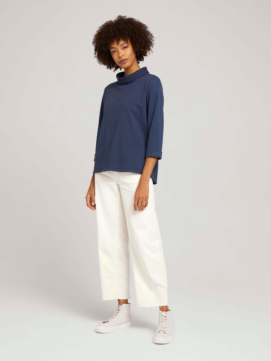 Kariertes Sweatshirt mit Rollkragen - Frauen - navy blue check Kariertes Sweatshirt mit Rollkragen - Frauen - navy blue check - 3 - TOM TAILOR
