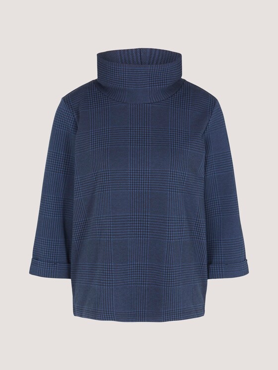 Kariertes Sweatshirt mit Rollkragen - Frauen - navy blue check Kariertes Sweatshirt mit Rollkragen - Frauen - navy blue check - 7 - TOM TAILOR