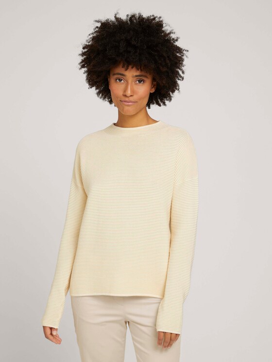 Ottoman sweater with a stand-up collar - Women - soft creme beige Ottoman sweater with a stand-up collar - Women - soft creme beige - 1 - TOM TAILOR