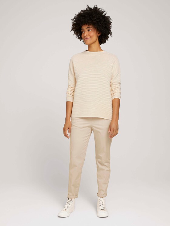 Ottoman sweater with a stand-up collar - Women - soft creme beige Ottoman sweater with a stand-up collar - Women - soft creme beige - 3 - TOM TAILOR