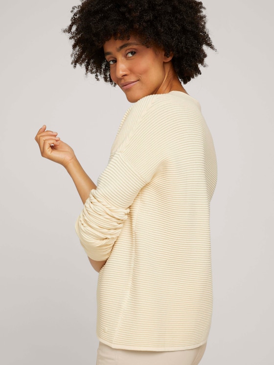 Ottoman sweater with a stand-up collar - Women - soft creme beige Ottoman sweater with a stand-up collar - Women - soft creme beige - 5 - TOM TAILOR