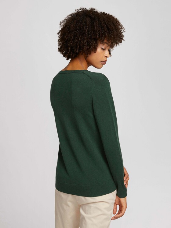 Basic sweater with a V-neckline - Women - dark pine green Basic sweater with a V-neckline - Women - dark pine green - 2 - TOM TAILOR