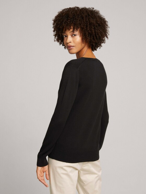 Basic Pullover mit V-Ausschnitt - Frauen - deep black Basic Pullover mit V-Ausschnitt - Frauen - deep black - 2 - TOM TAILOR