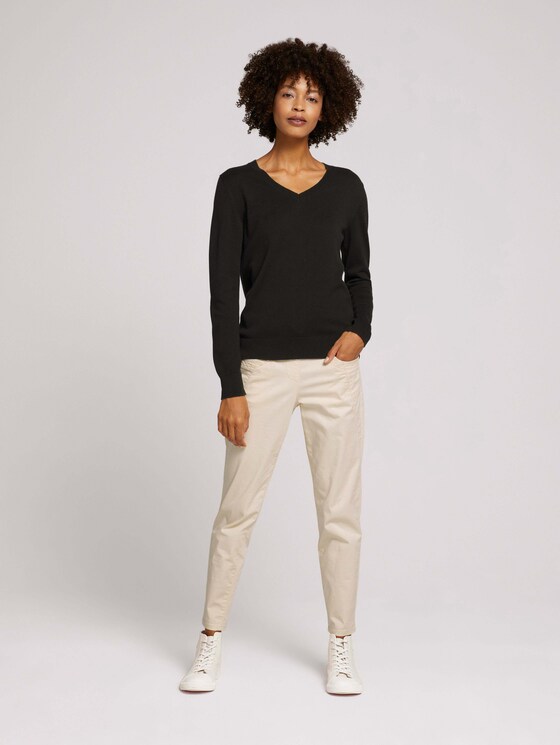 Basic Pullover mit V-Ausschnitt - Frauen - deep black Basic Pullover mit V-Ausschnitt - Frauen - deep black - 3 - TOM TAILOR