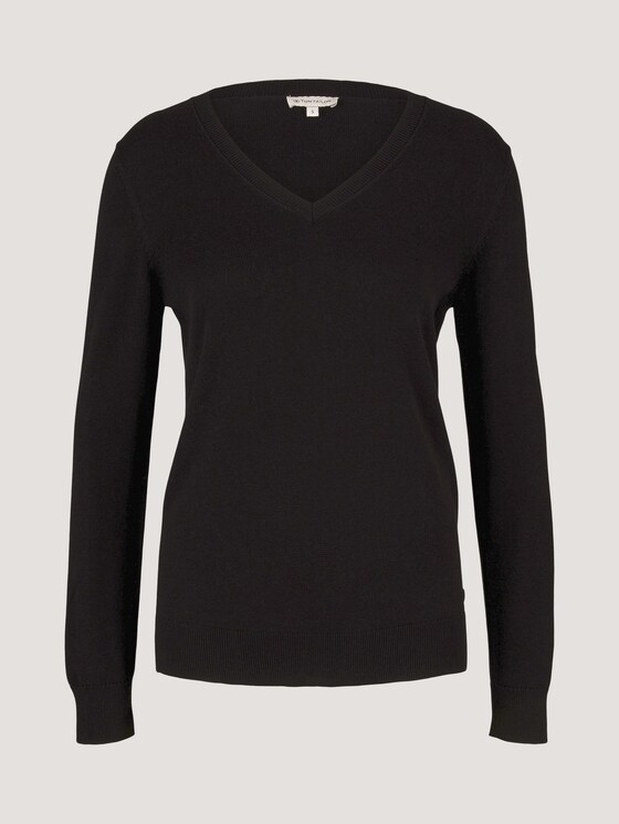 Basic Pullover mit V-Ausschnitt - Frauen - deep black Basic Pullover mit V-Ausschnitt - Frauen - deep black - 7 - TOM TAILOR
