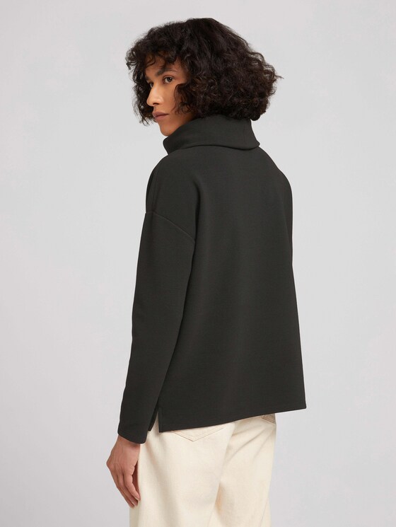 Gestructureerd sweatshirt met col - Vrouwen - deep black Gestructureerd sweatshirt met col - Vrouwen - deep black - 2 - TOM TAILOR