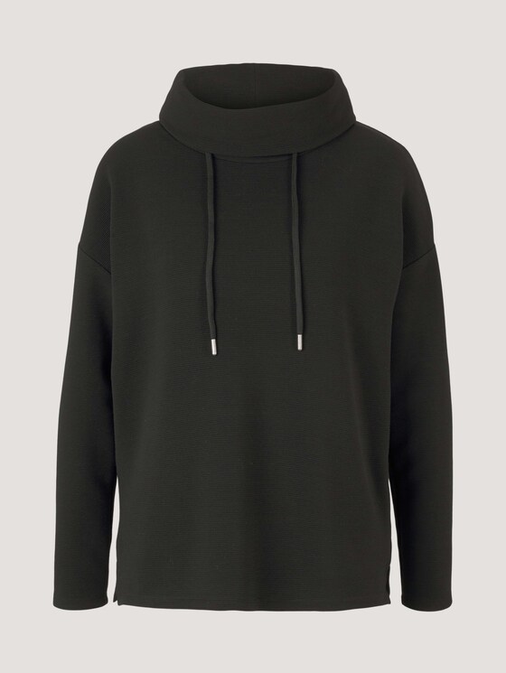 Gestructureerd sweatshirt met col - Vrouwen - deep black Gestructureerd sweatshirt met col - Vrouwen - deep black - 7 - TOM TAILOR