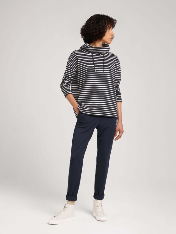 Strukturiertes Sweatshirt mit Rollkragen - Frauen - navy ottoman stripe Strukturiertes Sweatshirt mit Rollkragen - Frauen - navy ottoman stripe - 3 - TOM TAILOR