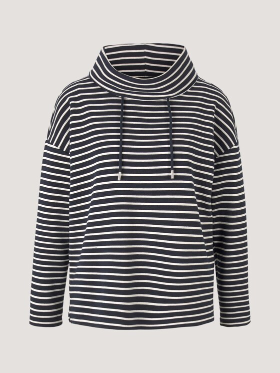 Strukturiertes Sweatshirt mit Rollkragen - Frauen - navy ottoman stripe Strukturiertes Sweatshirt mit Rollkragen - Frauen - navy ottoman stripe - 7 - TOM TAILOR