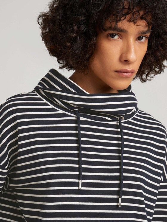 Strukturiertes Sweatshirt mit Rollkragen - Frauen - navy ottoman stripe Strukturiertes Sweatshirt mit Rollkragen - Frauen - navy ottoman stripe - 9 - TOM TAILOR