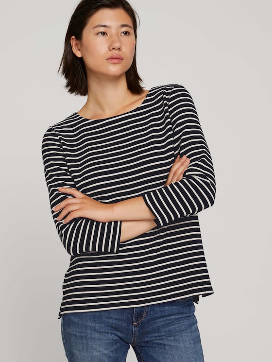 Gestreepte sweater - Vrouwen - navy ottoman stripe - 5 - TOM TAILOR