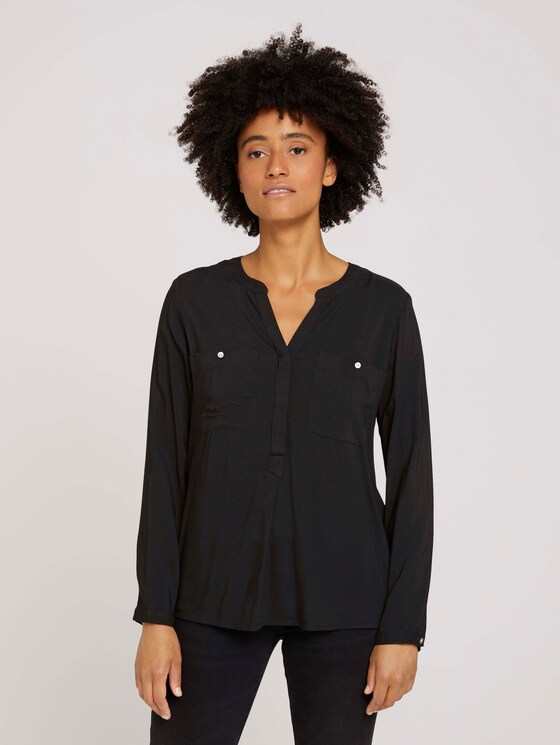 Bluse mit Brusttaschen - Frauen - deep black Bluse mit Brusttaschen - Frauen - deep black - 1 - TOM TAILOR