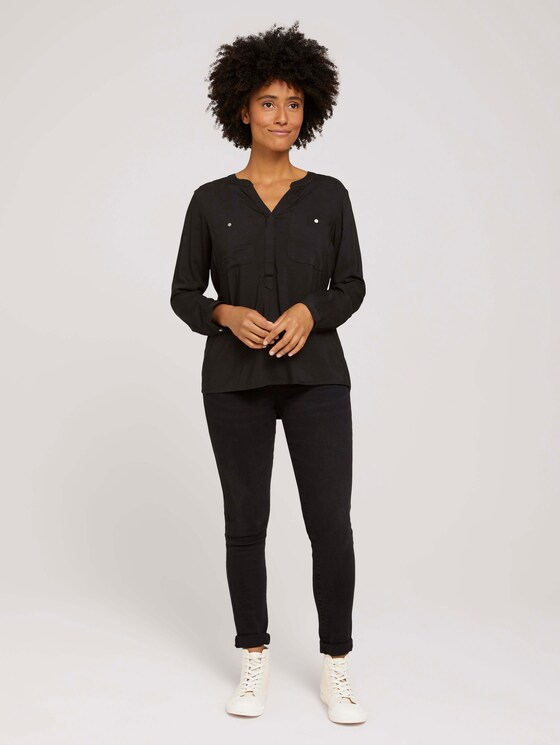 Bluse mit Brusttaschen - Frauen - deep black Bluse mit Brusttaschen - Frauen - deep black - 3 - TOM TAILOR