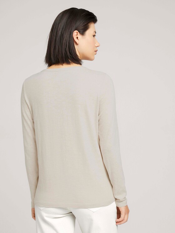 Basic Langarmshirt mit Bio-Baumwolle - Frauen - cold beige Basic Langarmshirt mit Bio-Baumwolle - Frauen - cold beige - 2 - TOM TAILOR