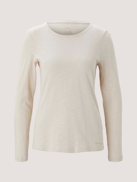 Basic Langarmshirt mit Bio-Baumwolle - Frauen - cold beige Basic Langarmshirt mit Bio-Baumwolle - Frauen - cold beige - 7 - TOM TAILOR