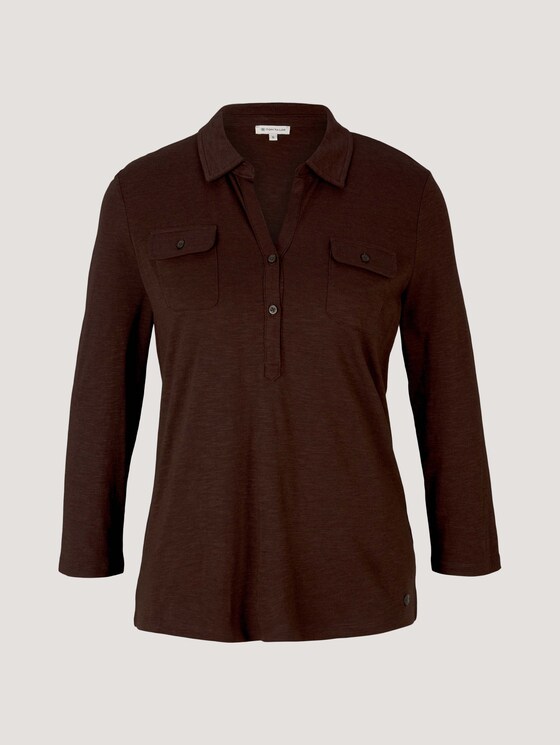 Henleyshirt mit Brusttaschen - Frauen - java dark brown Henleyshirt mit Brusttaschen - Frauen - java dark brown - 7 - TOM TAILOR