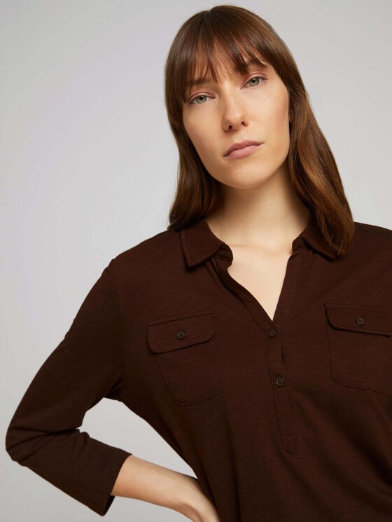 Henleyshirt mit Brusttaschen - Frauen - java dark brown Henleyshirt mit Brusttaschen - Frauen - java dark brown - 9 - TOM TAILOR