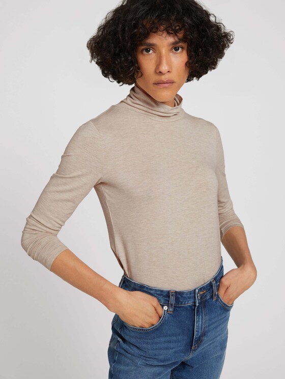 Jersey Rollkragenshirt - Frauen - cold beige melange Jersey Rollkragenshirt - Frauen - cold beige melange - 5 - TOM TAILOR