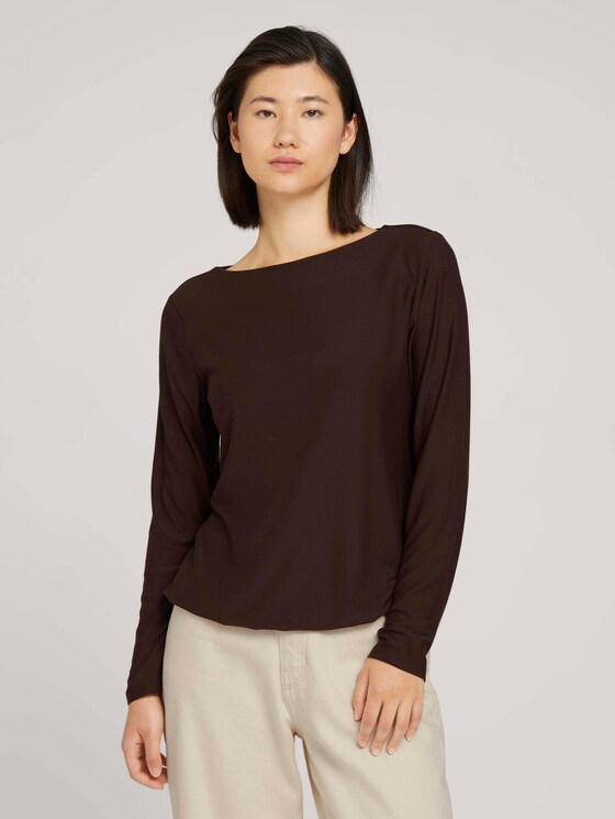 Langarmshirt mit elastischem Bund - Frauen - java dark brown Langarmshirt mit elastischem Bund - Frauen - java dark brown - 1 - TOM TAILOR