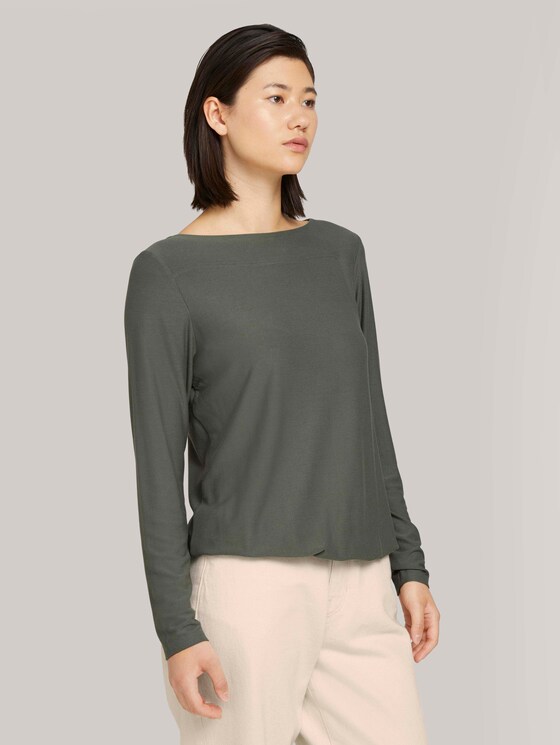 Langarmshirt mit elastischem Bund - Frauen - dusty mid olive Langarmshirt mit elastischem Bund - Frauen - dusty mid olive - 1 - TOM TAILOR