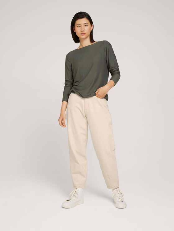 Langarmshirt mit elastischem Bund - Frauen - dusty mid olive Langarmshirt mit elastischem Bund - Frauen - dusty mid olive - 3 - TOM TAILOR