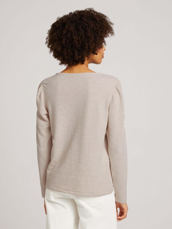 Strukturiertes Shirt mit Raffungen - Frauen - cold beige Strukturiertes Shirt mit Raffungen - Frauen - cold beige - 2 - TOM TAILOR