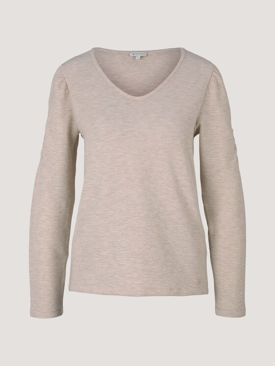 Strukturiertes Shirt mit Raffungen - Frauen - cold beige Strukturiertes Shirt mit Raffungen - Frauen - cold beige - 7 - TOM TAILOR