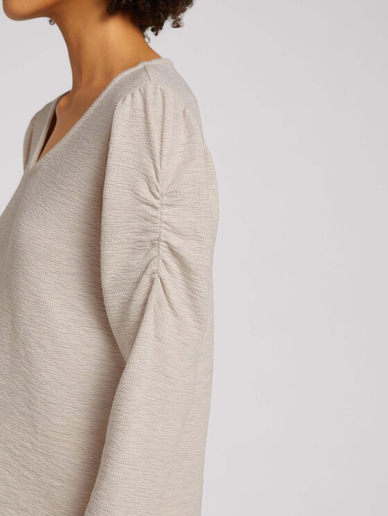 Strukturiertes Shirt mit Raffungen - Frauen - cold beige Strukturiertes Shirt mit Raffungen - Frauen - cold beige - 9 - TOM TAILOR