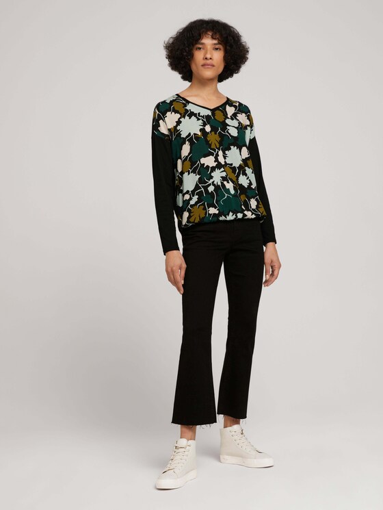 Patterned shirt in a mix of materials - Women - green large floral design Patterned shirt in a mix of materials - Women - green large floral design - 3 - TOM TAILOR