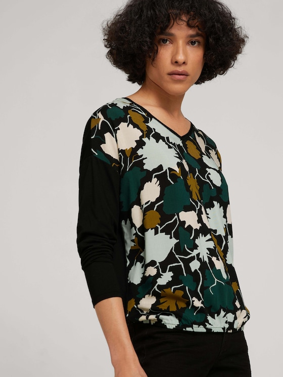 Patterned shirt in a mix of materials - Women - green large floral design Patterned shirt in a mix of materials - Women - green large floral design - 5 - TOM TAILOR