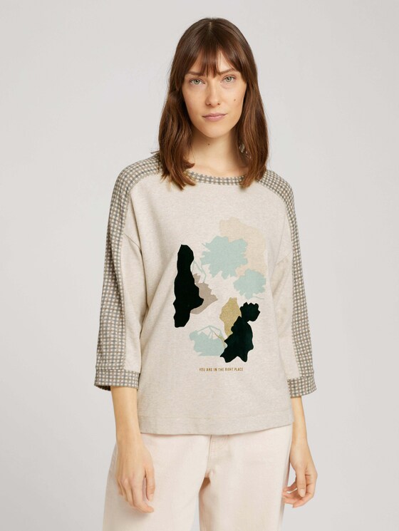 7/8 shirt with a print - Women - cold beige melange 7/8 shirt with a print - Women - cold beige melange - 1 - TOM TAILOR